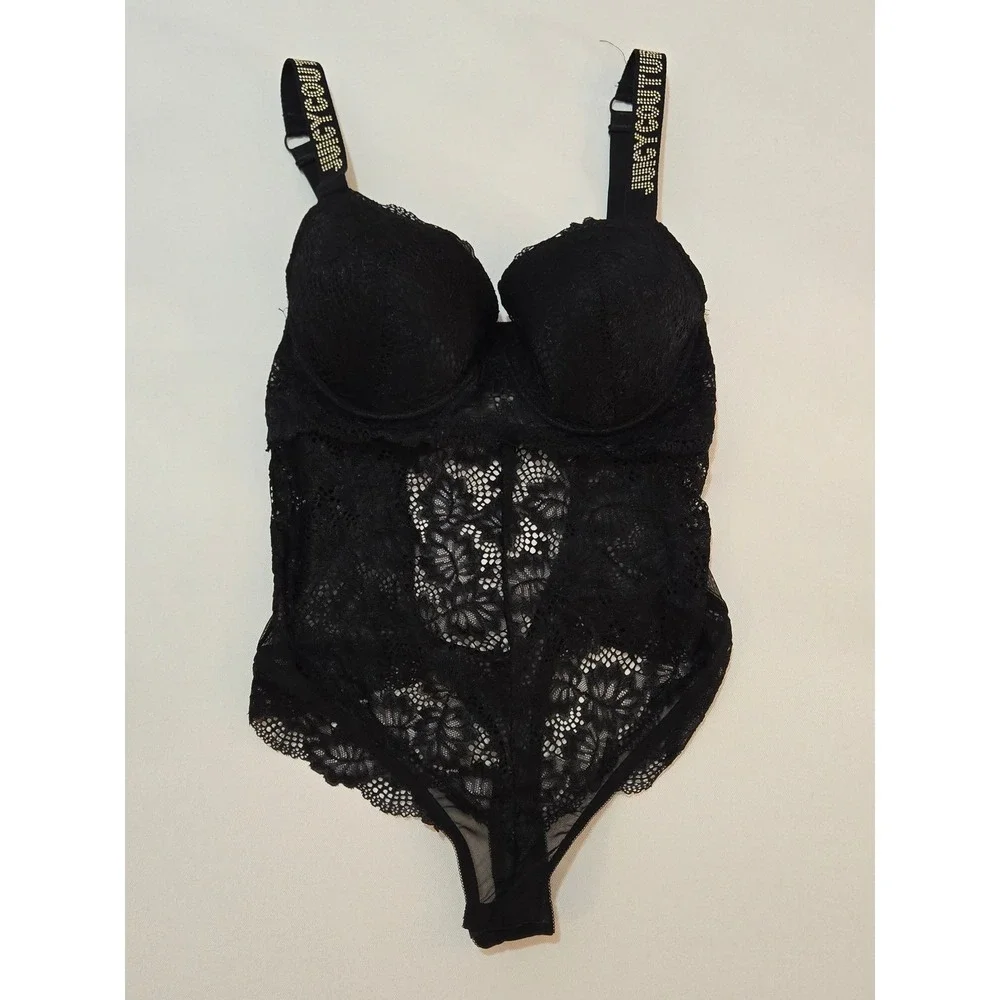 Juicy Couture Intimates Studded Strap Lace‎ Bodysuit Lingerie Size Large